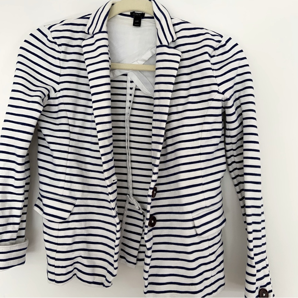J. Crew navy striped knit blazer XXS